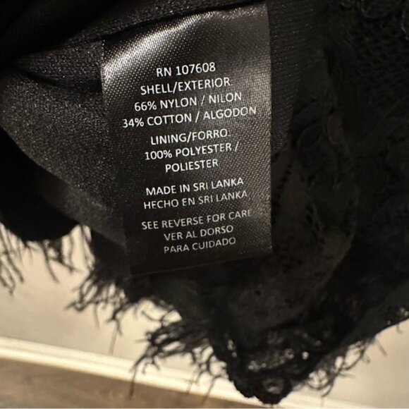 Nicole Miller Black Lace Feather Trim V-Neck Sleeveless Mini Flapper Dress Sz 8 - Picture 10 of 11